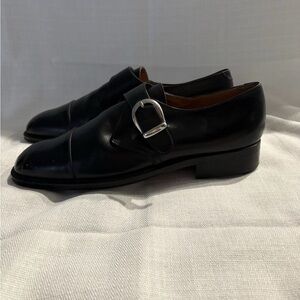 Ciro Schiano Black Italian all Leather Monk  Square Toe Buckle Dress Shoes Men